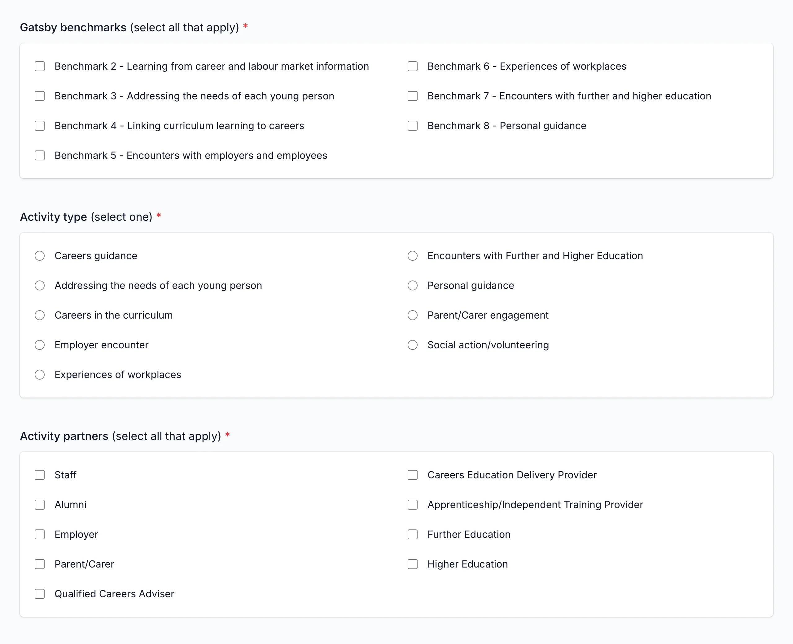Adding group activities